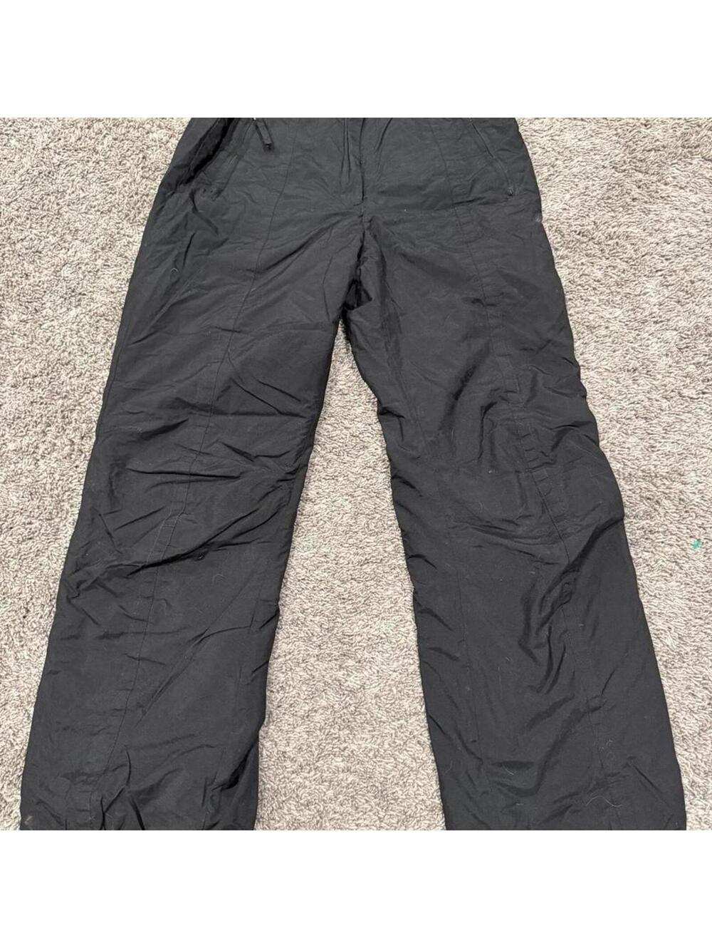 Black Winter Snow Pants with Elastic Cuffs and Zipper Pocks